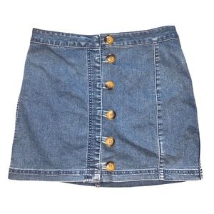❌SOLD❌Free People Women 2 A-line Mini Skirt Button Denim Casual Blue Size 8